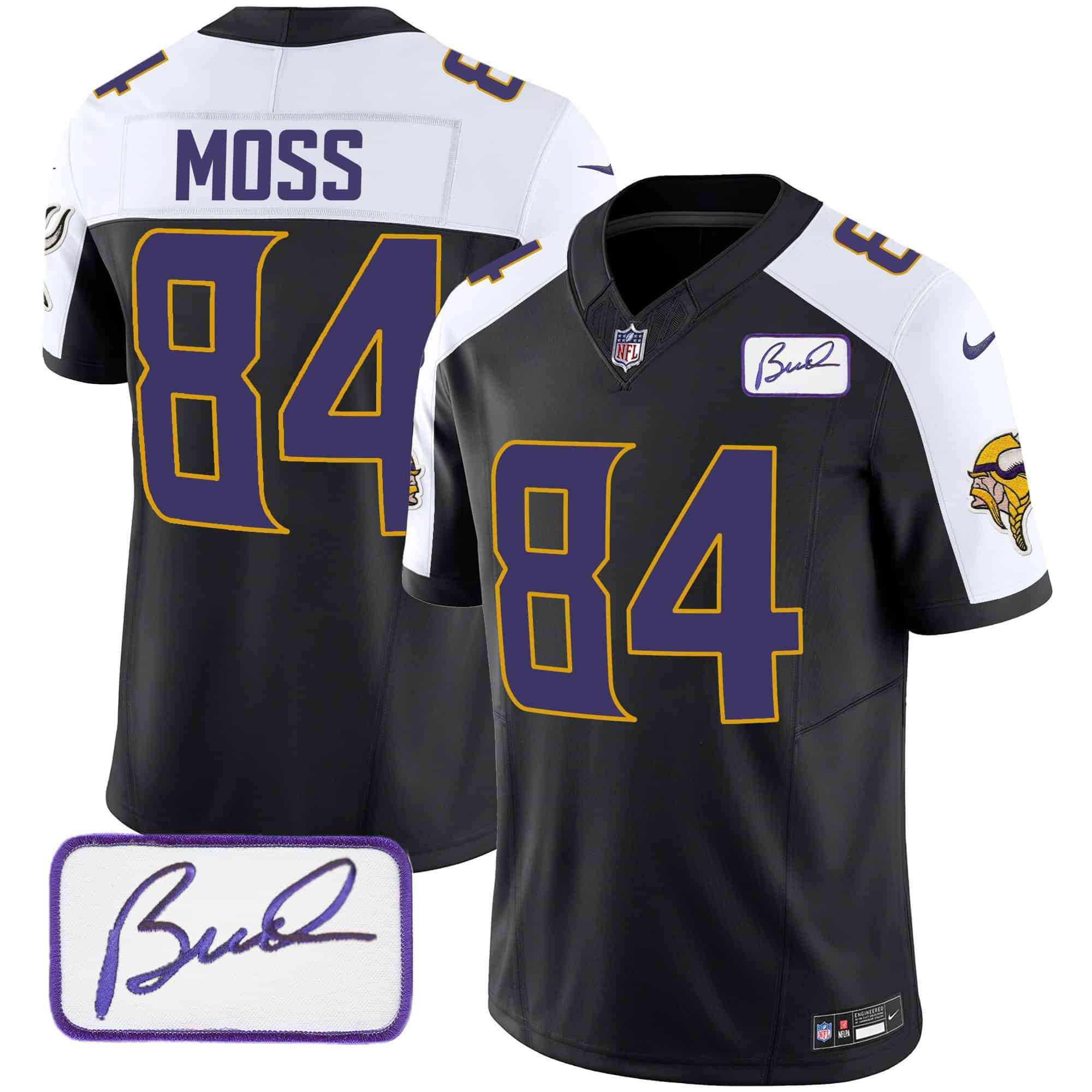 Men Minnesota Vikings #84 Moss Black 2024 Nike Bud Grant Patch Classic Limited NFL Jersey style 1->indianapolis colts->NFL Jersey